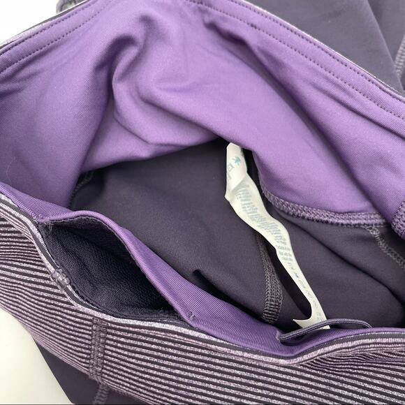 LULULEMON Rebel Runner Crop Legging Grape Stripe Zipper Athleisure NWT Size 2 - Picture 13 of 16